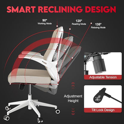 Ergonomic Office Chair - Comfy Desk Chairs with Wheels & Arms, 400LB Heavy Duty Mesh Computer Chair with Comfortable Lumbar Back Support for Home, Office, Study, Bedroom, College Dorm