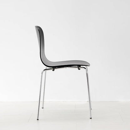Livinia No.10 Mid-Century Modern Wooden Dining Chairs Set of 2, Contemporary Bentwood Kitchen Interior Armless Chairs with Steel Legs (Black)