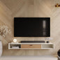 55'' Floating TV Stand,Wall Mounted TV Console,Floating TV Cabinet,Under TV Shelf for Bedroom Living Room(White)