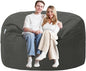 5FT Bean Bag Chair with Ultra Soft Velvet Cover Bean Bag Sofa with Memory Foam Bean Bag Chairs with Large Size Lazy Sofa for Dorm Office Living Room Bedroom Grey 5'