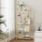 Bookcase Bookshelf, Tempered Glass Bookshelves, Slim Shelving Unit for Bedroom, Bathroom, Home Office, Steel Frame, 5 Tier Gold BC21599G