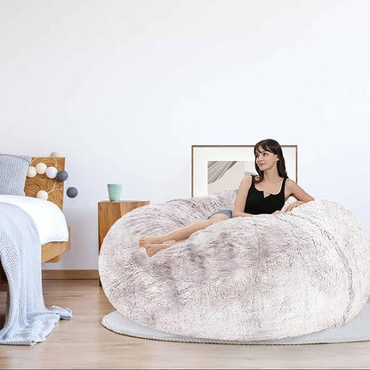 Bean Bag Chair for Adults Kids Without Filling Comfy Oversized Round Lazy Sofa Bean Bag Cover for Stuffed Animal Storage Bedroom Living Room Chairs, 6FT, Peacock Green