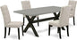 East West Furniture X697EL635-5 5 Piece Dining Set Includes a Rectangle Dining Room Table with X-Legs and 4 Doeskin Linen Fabric Upholstered Parson Chairs, 40x72 Inch, Multi-Color