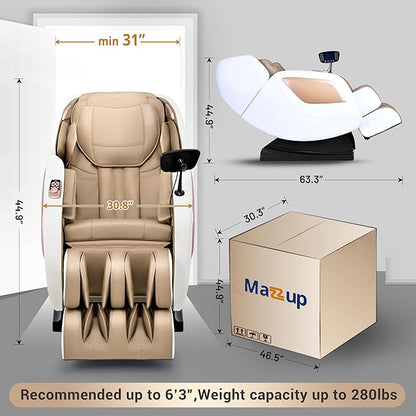 Massage Chair Full Body with Heat, Full Body Zero Gravity Shiatsu Massage Chair, Kneading Recliner w/ 20 Auto Modes, Foot Massage, Bluetooth, USB Charging Port, Touch Screen Controller
