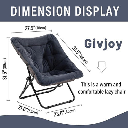 Comfy Folded Chair, Soft Faux Fur Oversized Folding Chair, Flexible Lounge Lazy Chair for Kids Girls Teens Adults, Moon Chair for Dorm Rooms, Bedroom, Living Room