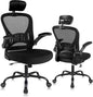 ralex-chair Ergonomic Office Chair with Adjustable Headrest & Lumbar Support, Desk Chair with Flip-Up Armrests, Comfortable for Home, Office, Conference Room