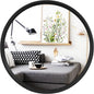HOMECOOKIN Wood Round Wall Mirror, Large Circle Rustic Accent Decor Mirror, Hanging Bathroom with Frame for Living Room, Bedroom, Entryway, 24 inch, Black