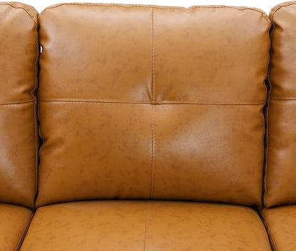 NicBex Sectional Couch 3 Pieces Sofa Set with Right Chaise Faux Leather L Shaped Cloud Couch for Living Room Furniture Sets with Storage Ottoman, Modular Sofa for Living Room & Apartment, Ginger