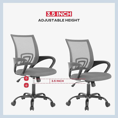 BestOffice Office Chair Ergonomic Cheap Desk Chair Mesh Computer Chair Lumbar Support Modern Executive Adjustable Stool Rolling Swivel Chair for Back Pain (Grey)