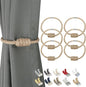 BEL AVENIR Magnetic Jute Curtain Tiebacks, Decorative Drapery Holdbacks Bohemian Style Woven Tie-Backs with Exquisite Knot (Jute, 6 Pack)