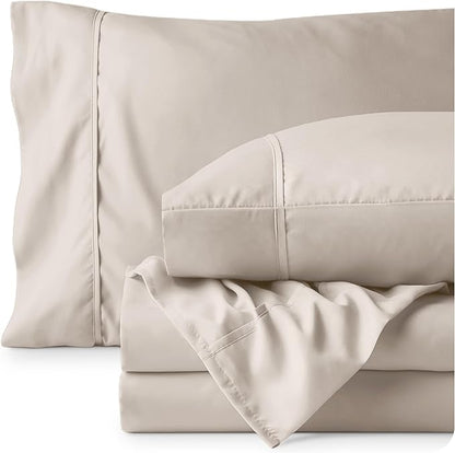 Bare Home Full XL Sheet Set - Luxury 1800 Ultra-Soft Microfiber Full Extra Long Bed Sheets - Double Brushed - Deep Pockets - Easy Fit - 4 Piece Set - Bedding Sheets & Pillowcases (Full XL, Wheat)