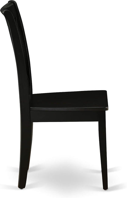 East West Furniture SHCL5-BLK-W 5 Piece Dining Room Table Set Includes a Round Wooden Table with Pedestal and 4 Kitchen Dining Chairs, 42x42 Inch, Black