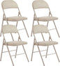 HealSmart 4 Pcs Folding Chairs with Leather Padded Cushion Seats, Back & Sturdy Metal Frame, Stackable, Portable, Commercial Event Seat, Indoor Outdoor for Parties, Home Event, Office, Tan