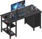 Lufeiya Gaming Desk with 4 Fabric Drawers & Storage Shelves, 47 inch Computer Writing Work Study Desk for Home Office Bedroom, Modern Simple Student PC Desks Table, Black