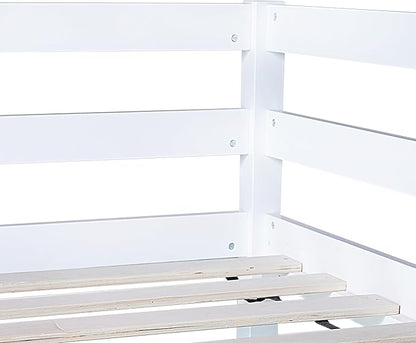 HomSof Twin Loft Bed with Built-in Desk,White