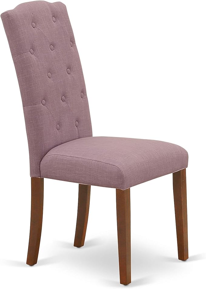 East West Furniture NOCE5-MAH-10 5 Piece Kitchen Table Set Includes a Rectangle Dining Room Table with Butterfly Leaf and 4 Dahlia Linen Fabric Upholstered Chairs, 32x54 Inch, Mahogany