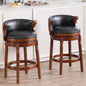 Cow top Leather Wooden Bar Stools, 29.5" Bar Height Bar Chair with Back, 180 Degrees Swivel Barstools Chair for Home Kitchen Counter,Dining Room (Black-2pcs, Counter Height-Seat Height 26”)