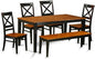 East West Furniture NIQU6-BCH-W 6 Piece Dining Room Table Set Contains a Rectangle Kitchen Table with Butterfly Leaf and 4 Dining Chairs with a Bench, 36x66 Inch, Black & Cherry
