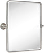 TEHOME 20 x 24 inch Farmhouse Nickel Metal Framed Pivot Rectangle Bathroom Mirror Rounded Rectangluar Tilting Beveled Vanity Mirrors for Wall