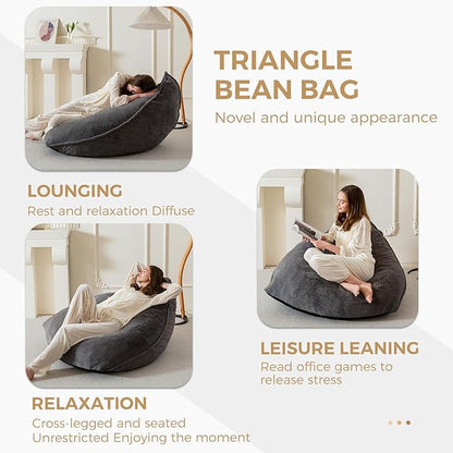 BYBYME Bean Bag Chairs Sherpa Lazy Sofa, Giant Beanbag Chairs for Adults with Stuffed High Density Foam Filling, Comfy Chair for Living Room