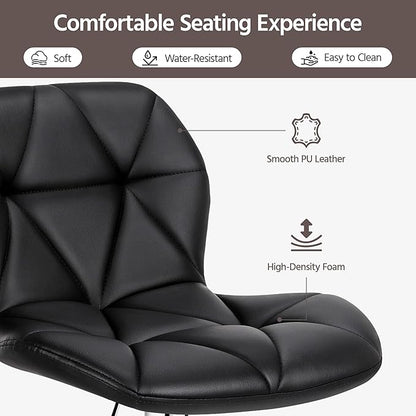 Yaheetech Bar Stools Set of 2, Modern Adjustable Kitchen Island Chairs, Black PU Leather Swivel Counter Stools for Bar, Kitchen Counter, Black