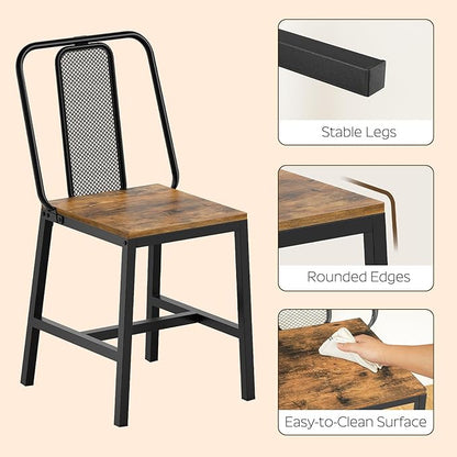 Dining Chairs Set of 2, Wooden Kitchen Chairs, Farmhouse Dining Chairs with Back Support, for Living Room, Kitchen, Rustic Brown and Black CY01L2BRN1