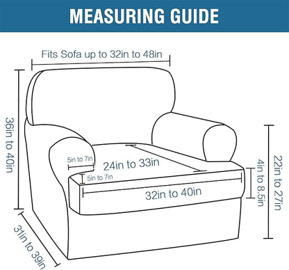 H.VERSAILTEX Sofa Cover 2 Piece T Cushion Armchair Slipcovers Thick Velvet Couch Cover Stretch T Cushion Sofa Covers for 1 Cushion Couch with 1 Individual T Cushion Covers Washable, Oatmeal