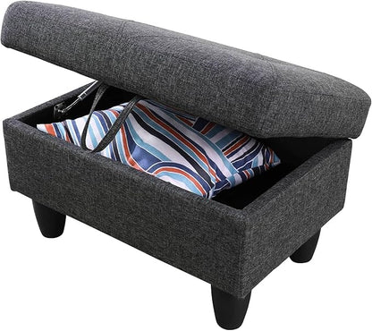 NicBex Sectional Couch 3 Pieces Sofa Set with Right Chaise Linen L Shaped Cloud Couch for Living Room Furniture Sets with Storage Ottoman, Modular Sofa for Living Room & Apartment, Black Grey
