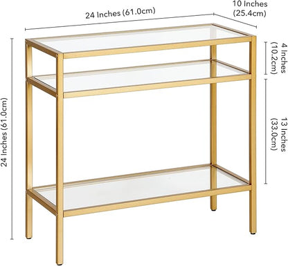 Henn&Hart Sivil Side Table, 24" Wide, Gold