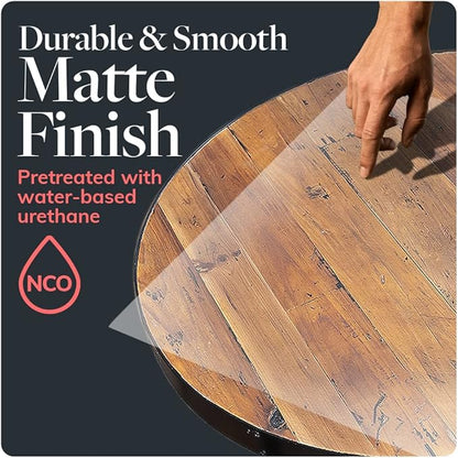 Reclaimed Wood Table Top - Rustic Recycled Wooden Piece Perfect for Signs, Kitchens, Dining and Coffee Table Tops (Reclaimed Wood Table Top with Metal Edge, 30" x 48")