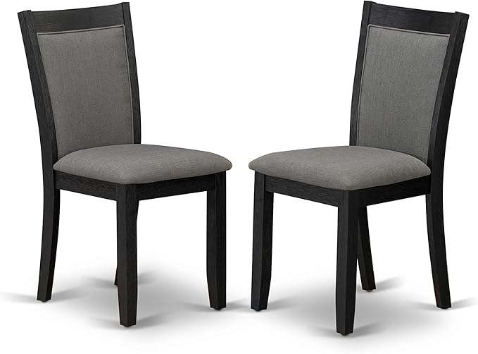 X02MZ-2C6-50 - 6-pc Dining Table Set a Kitchen Table with a coffee Table and 2 wooden Benches and 2 Dark Gotham Grey Linen Fabric Chairs, 39x120 Inch, Wire Brushed Black