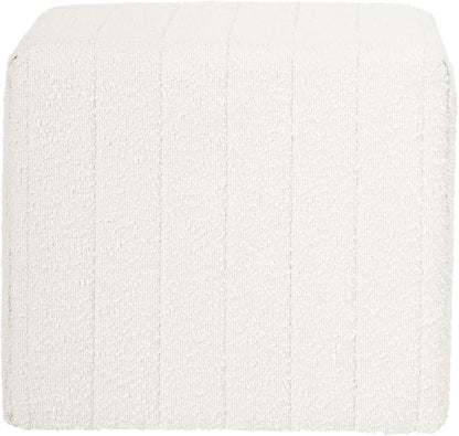 HomePop Modern Channel Tufted Ottoman Home Décor|Ottoman for Living Room & Bedroom - Cream Boucle