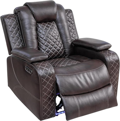 Ball & Cast Power Recliner Sofa Set Leather Reclining Sofa Set Living Room Furniture Set 3PCS Recliner Couch Loveseat & Chair Sets with Coffee Table,Reading Light,Cup Holders for Home Theater Seating