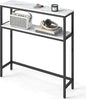 VASAGLE Console Table, 2-Tier Narrow Sofa Table with 2 Shelves, 7.9 x 31.5 x 31.5 Inches, for Living Room, Hallway, Entryway, Marble White and Ink Black ULNT130W59V1