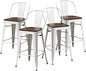 Changjie Furniture 26 Inches Bar Stools, Counter Height Bar Stools with Back Modern Barstools Bar Chairs Set of 4 for Kitchen (26 Inch, White)