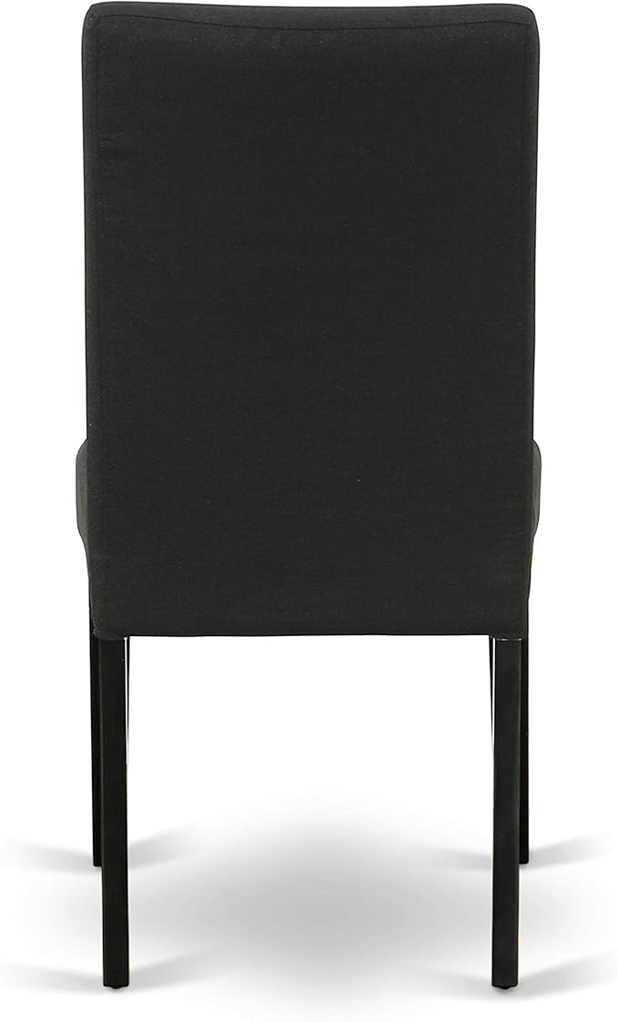 East West Furniture X626DR124-6 6 Piece Dining Table Set Contains a Rectangle Kitchen Table with X-Legs and 4 Black Color Linen Fabric Parson Chairs with a Bench, 36x60 Inch, Multi-Color