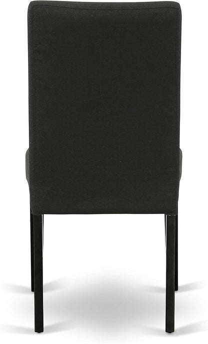 East West Furniture X697DR124-7 7 Piece Dinette Set Consist of a Rectangle Dining Room Table with X-Legs and 6 Black Color Linen Fabric Upholstered Parson Chairs, 40x72 Inch, Multi-Color