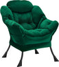 Lazy Chair Thick Padded, Comfy Velvet Accent Lounge Chair with Stable Frame, Leisure Sofa Armchair with Armrests and Side Pocket, Reading Chair for Bedroom, Living Room, Office, Green