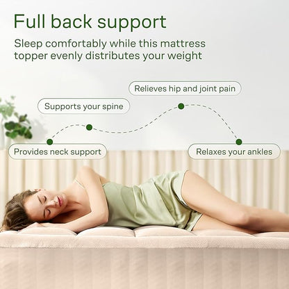 Ultra Soft King Size Mattress Topper - Viscose Made from Bamboo Pillow Top Mattress Pad for Back Pain Relief - Naturally Cooling for Hot Sleepers, Beige