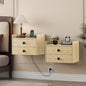 Vabches Floating Nightstand Set of 2 with 2 Storage Drawers and Charging Station Wood Wall Mounted Bedside End Table Modern Night Stands Set 2 for Bedroom,Small Space,Natural