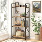 BON AUGURE Industrial 4 Tier Bookshelf, Modern Open Shelving Unit Book Shelves, Heavy Duty Etagere Bookcase, Wood Metal 4 Shelf Book Case for Office, Living Room and Bedroom (Vintage Oak)