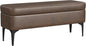 HomePop Upholstered Storage Bench with Metal Leg Home Décor|Bench with Storage for Living Room & Entryway - Brown Faux Leather