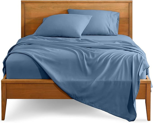 Bare Home Split King Sheet Set - 1800 Ultra-Soft Microfiber Bed Sheets - Double Brushed - Deep Pockets - Easy Fit - 5 Piece Set - Bed Sheets & Pillowcases (Split King, Coronet Blue)