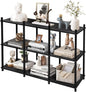 YGYQZ Short Book Shelf - 3 Tier Open Back Long Horizontal Wood Bookcase, 6 Cube Storage Shelf for Office Living Room Bedroom, Modern Black