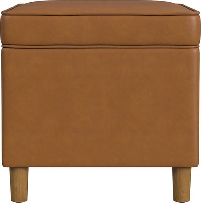 Home Decor | Dinah Collection Modern Storage Ottoman | Ottoman with Storage for Living Room & Bedroom(Carmel Faux Leather)
