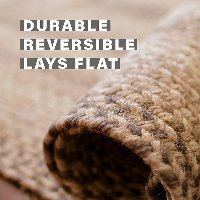 Cookie Dough Braided Area Rug 6x9' - Rustic Farmhouse Rugs for Living Room, Dining Room and Bedroom