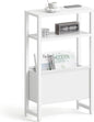 Narrow Side Table, Slim End Table with Magazine Rack, Bedside Table for Small Spaces, 3 Tier Sofa Couch Table Nightstand for Living Room, Bedroom, White LET503W