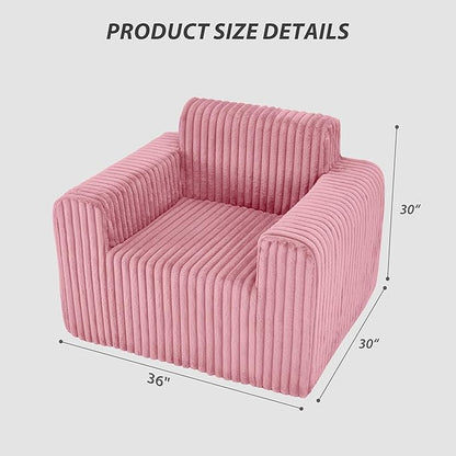 Giant Bean Bag Chair for Adults, Non-Slip Floor Sofa with High Backrest & Wider Armrest, Upgrade Whole Sponge Bean Bag Sofa Couch for Bedroom Living Room(Large,Pink,Stripe Plush)