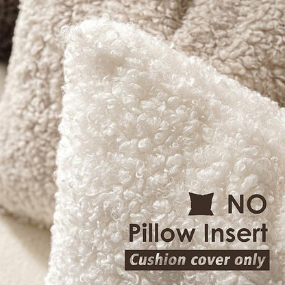 Foindtower 2 Pieces 26x26 Inch White, Faux Fur Throw Pillow Cover Accent Sherpa Pillow Fuzzy Soft Pillowcases Sheepskin Decorative Fleece Cushion Case for Bed Couch Living Room