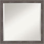 Amanti Art Grey Wall Mirror 23x23 Pinstripe Lead Grey Square Bathroom Mirror for Wall Decor Living Room, Medium Modern Wood Frame, Hangs Horizonally and Vertically, Bathroom Decor, Beveled Edge